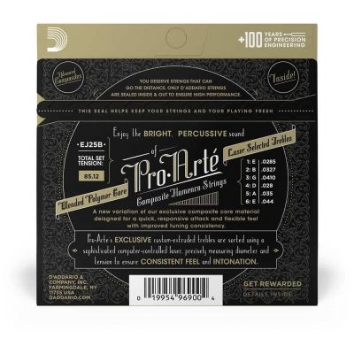 D’Addario - D’Addario EJ25B - ProArté Flamenco Guitar Black Nylon Composite 028.5-044 - 2