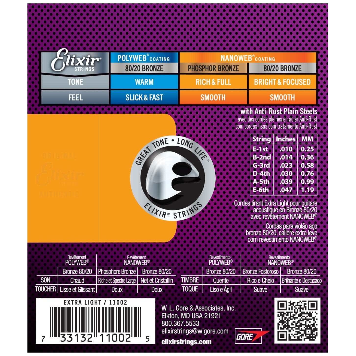 Elixir - Elixir 11002 Bronze Nanoweb Extra Light 010-047 - 1